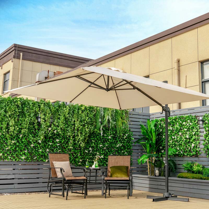 10 X 10 Ft Square Patio Umbrella 3 Tilt Cantilever Offset Umbrella Large Outdoor Market Umbrella With Crossed Base
