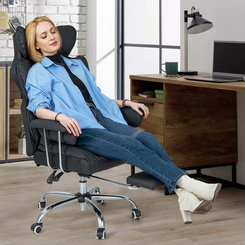 High Back Big Amp Tall Executive Office Chair With Reclining Backrest Amp Retractable Footrest Pu Leather Swivel Computer Task Chair - Comfortable And Ergonomic Design