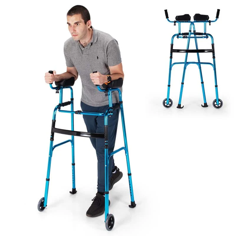 Foldable Standard Walker 440Lbs Walking Mobility Aid With 5Quot Wheels Amp Removable Padded Armrests