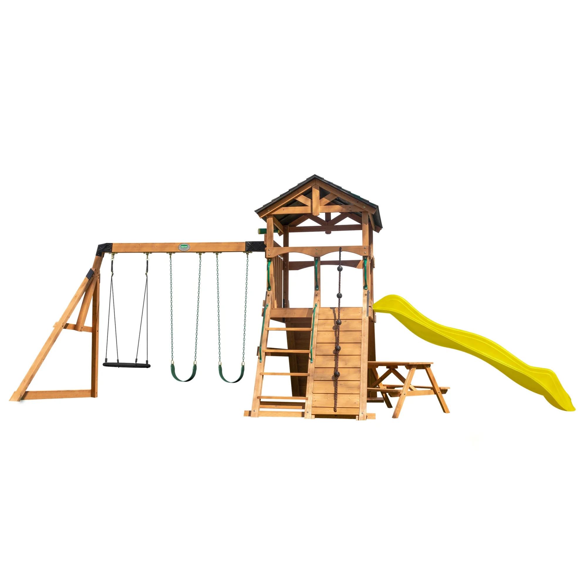 Backyard Discovery Endeavor II Swing Set With Yellow Wave Slide