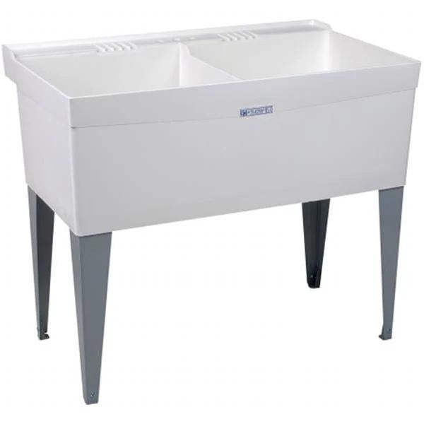E L Mustee and Sons Inc 40 in. x 24 in. x 34 in. White Double Bowl Laundry Tub EL311330
