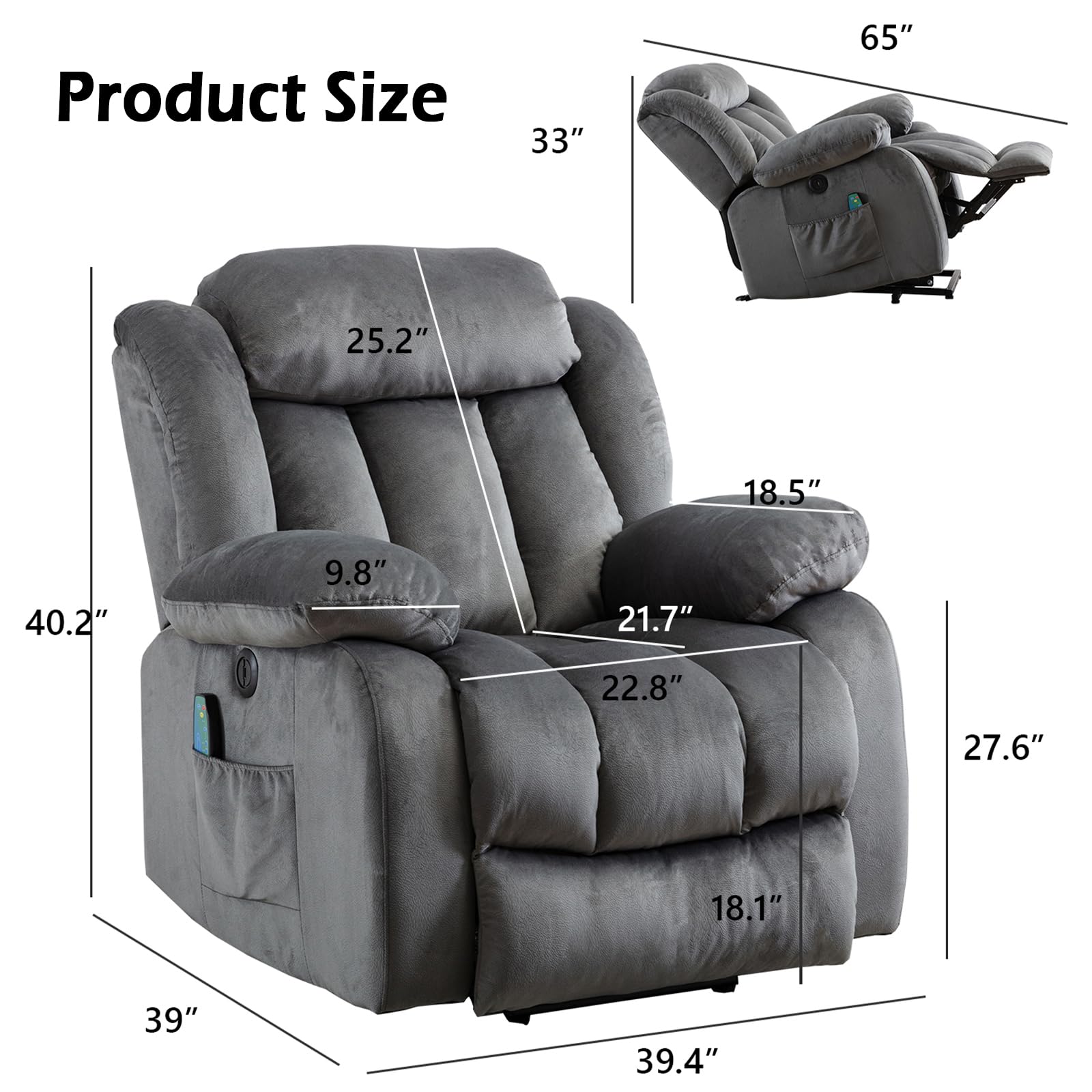 INZOY Recliner Massage Electric Reclining