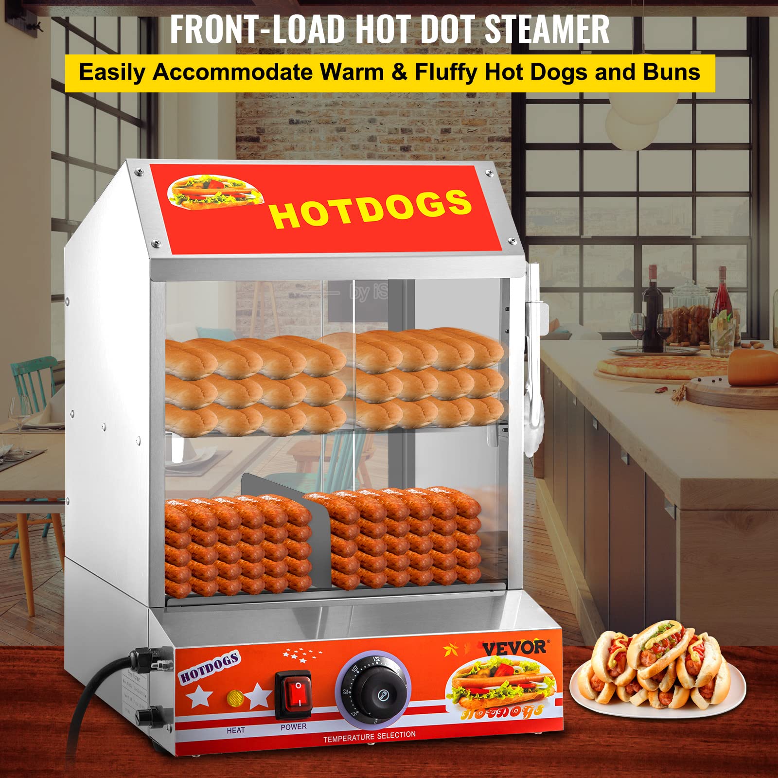 VEVOR Hot Dog Steamer 27L