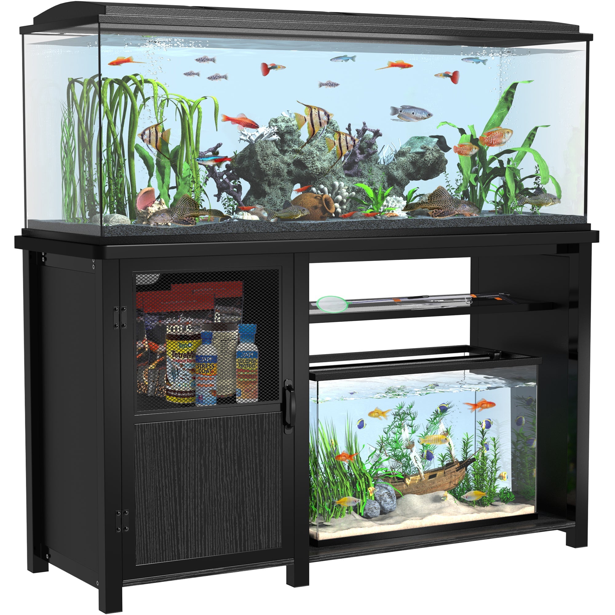 55-75 Gallon Fish Tank Stand Heavy Duty Metal Aquarium Stand with Cabinet,52