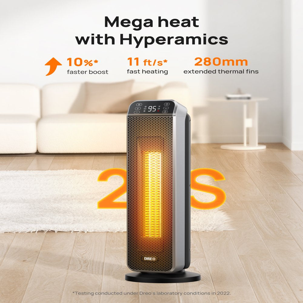 Dreo Electric Space Heater, 24" 11ft/s Fast Quiet Heating with Remote, 3 Modes