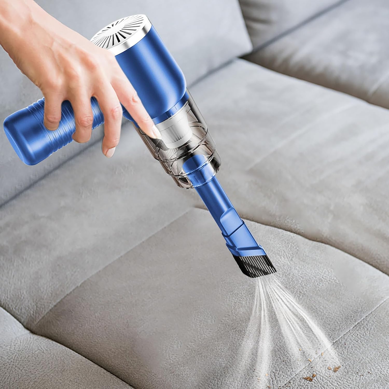 Car Mounted Vacuum Cleaner Wireless Portable Household Handheld Dust Collector Lightning Deals of Today Prime (Blue)