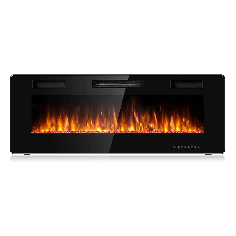 50Quot Ultra Thin Electric Fireplace Insert 1500W Recessed Amp Wall Mounted Fireplace Heater With 12 Flame Colors