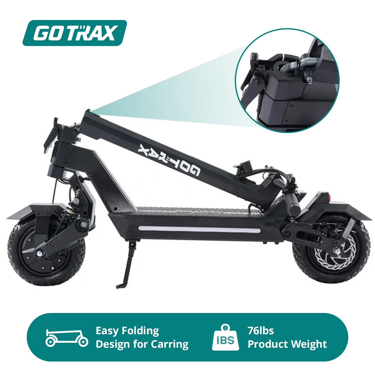 GOTRAX GX1 Adult Folding Electric Scooter with 600W Dual Motor, 300 lbs Max Weight, 3 Speed Max32Mph, Max 30Mile Range, 10
