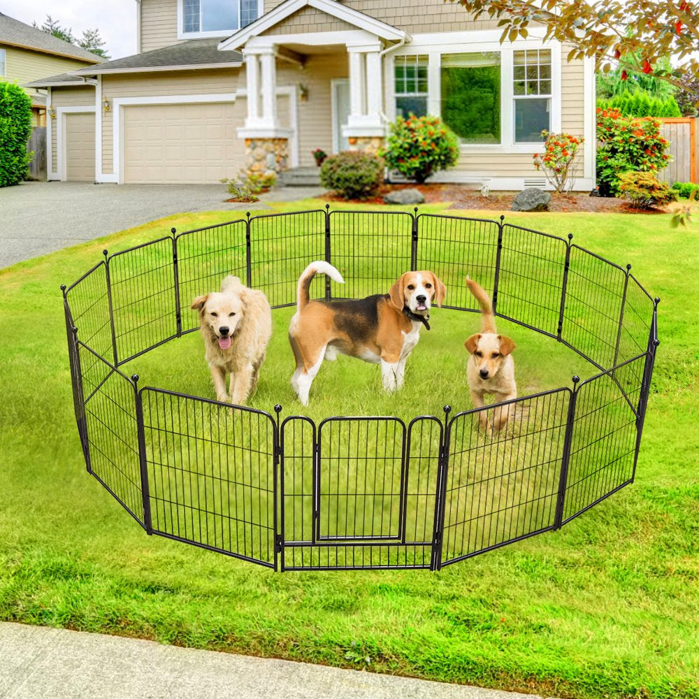 PawGiant Metal Dog Exercise Playpen Fence for Indoor & Outdoor, 16 Panels & 32'' Height