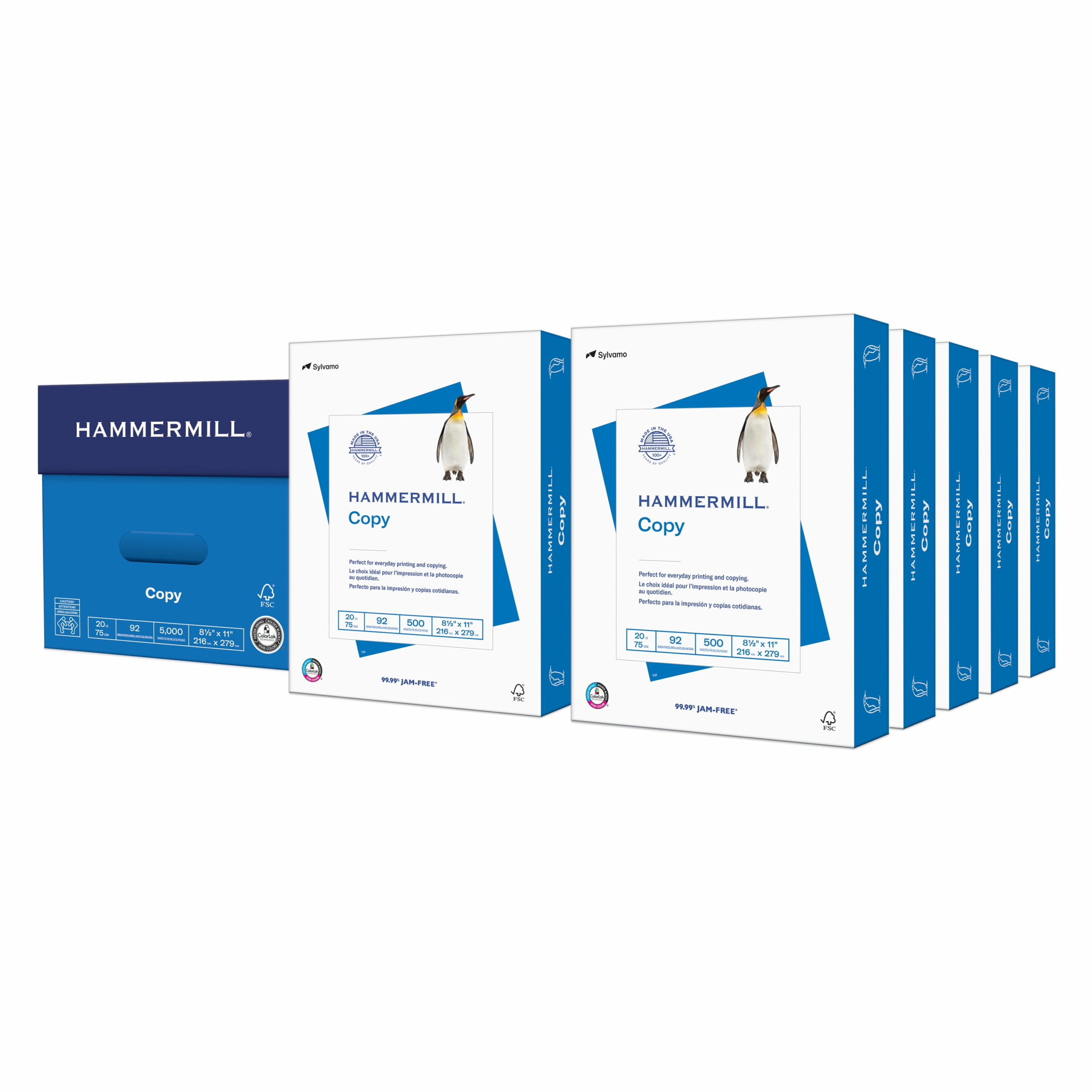 Hammermill 20 lb. Copy Paper, 8.5��� x 11���, 10 Reams, 5,000 Sheets, White, FSC Certified