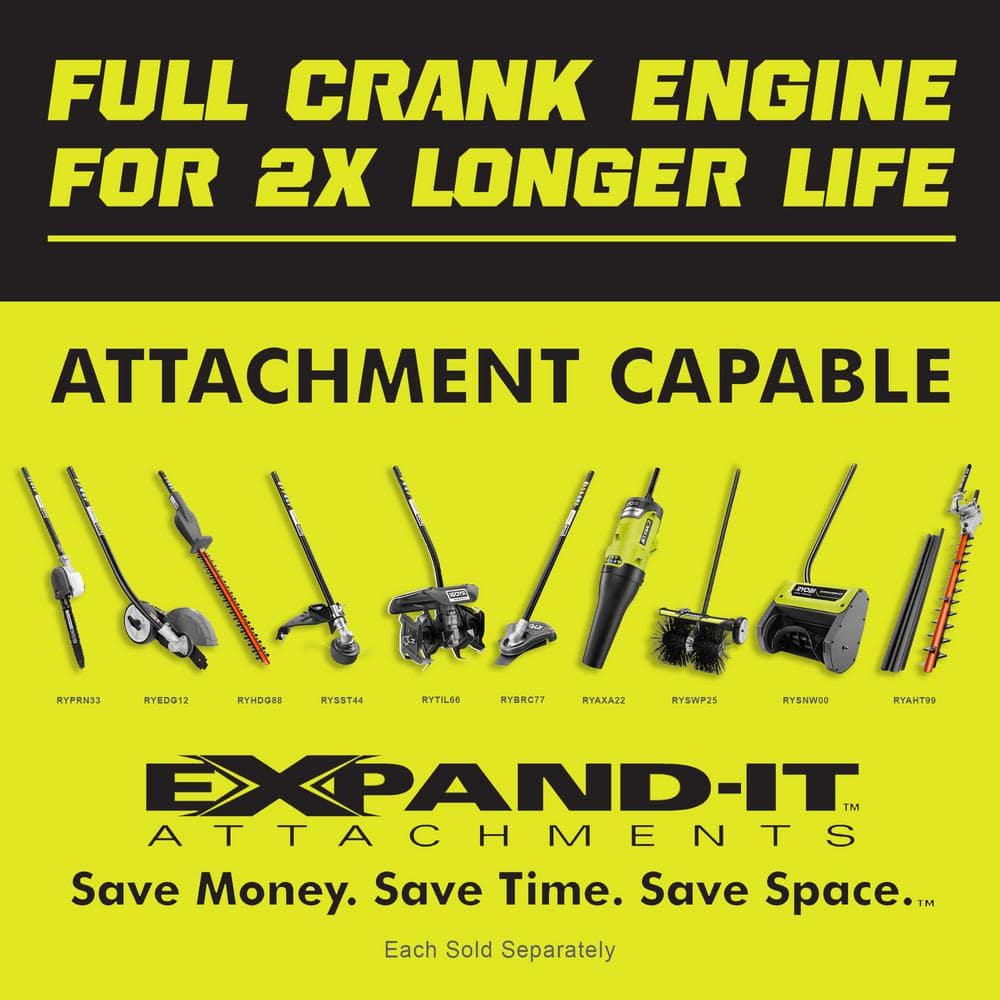 25 cc 2-Stroke Attachment Capable Full Crank Straight Gas Shaft String Trimmer RY253SS