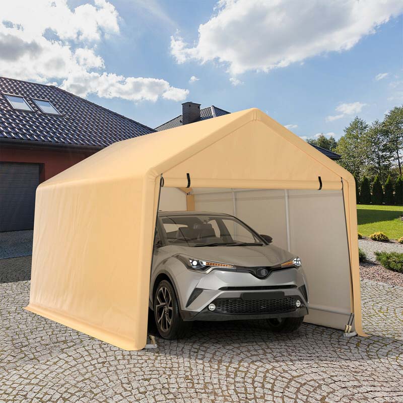 9 X 17 Ft Heavy Duty Carport Portable Garage With Roll Up Door Storage Shelter Car Port Canopy Tent For Auto Truck Boat Suv