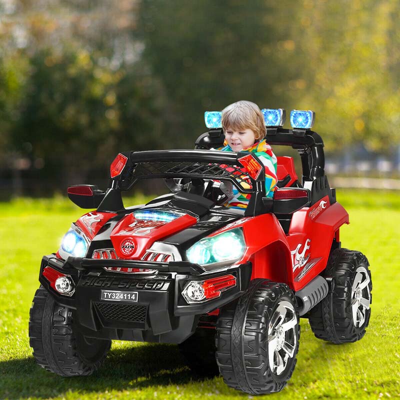 Kids Ride On Truck Suv 12V Battery Powered Electric Riding Toy Car With Colorful Led Lights Amp Remote Control