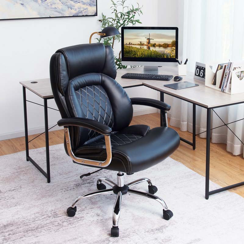 500 Lbs Big Amp Tall Office Chair Extra Wide Seat Leather Executive Chair Height Adjustable Swivel Computer Desk Chair - Comfortable And Ergonomic Design