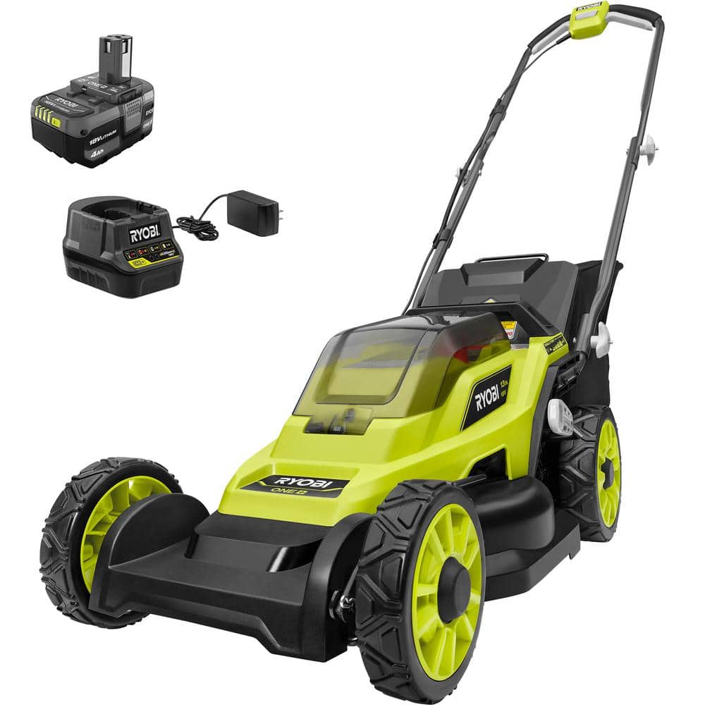 ONE+ 18V 13 in. Cordless Battery Walk Behind Push Lawn Mower with 4.0 Ah Battery and Charger P1180