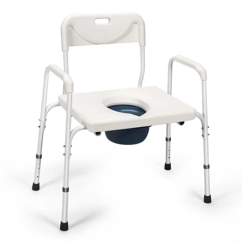 3 In 1 Bedside Commode Chair Height Adjustable Toilet Seat Portable Toilet Bath Shower Chair For Elders - Comfortable And Ergonomic Design