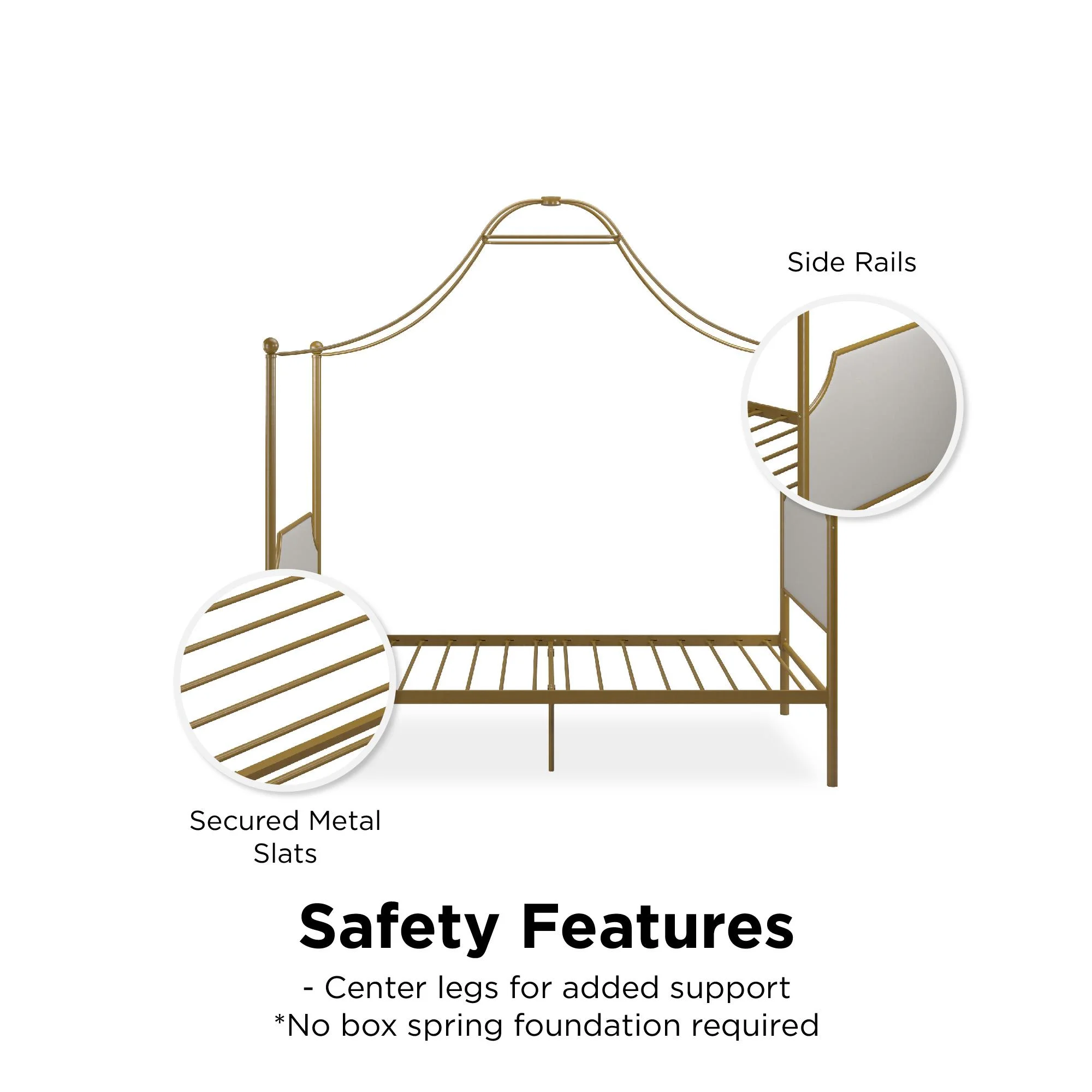 Little Seeds Monarch Hill Clementine Canopy Bed, Twin Size Frame, Gold