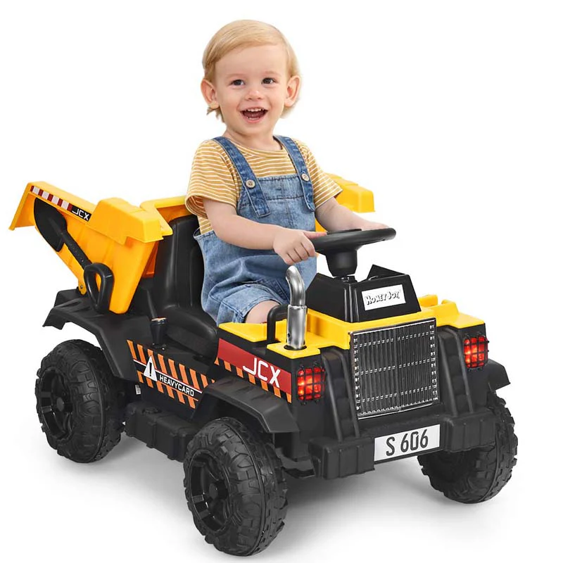 Kids Ride On Dump Truck 12V Battery Powered Riding Toy Car Construction Vehicle With Electric Bucket Amp 24G Remote