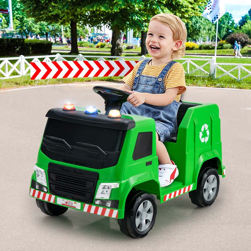 12V Kids Ride On Recycling Trash Truck Battery Powered Rc Riding Toy Car With Recycling Accessories