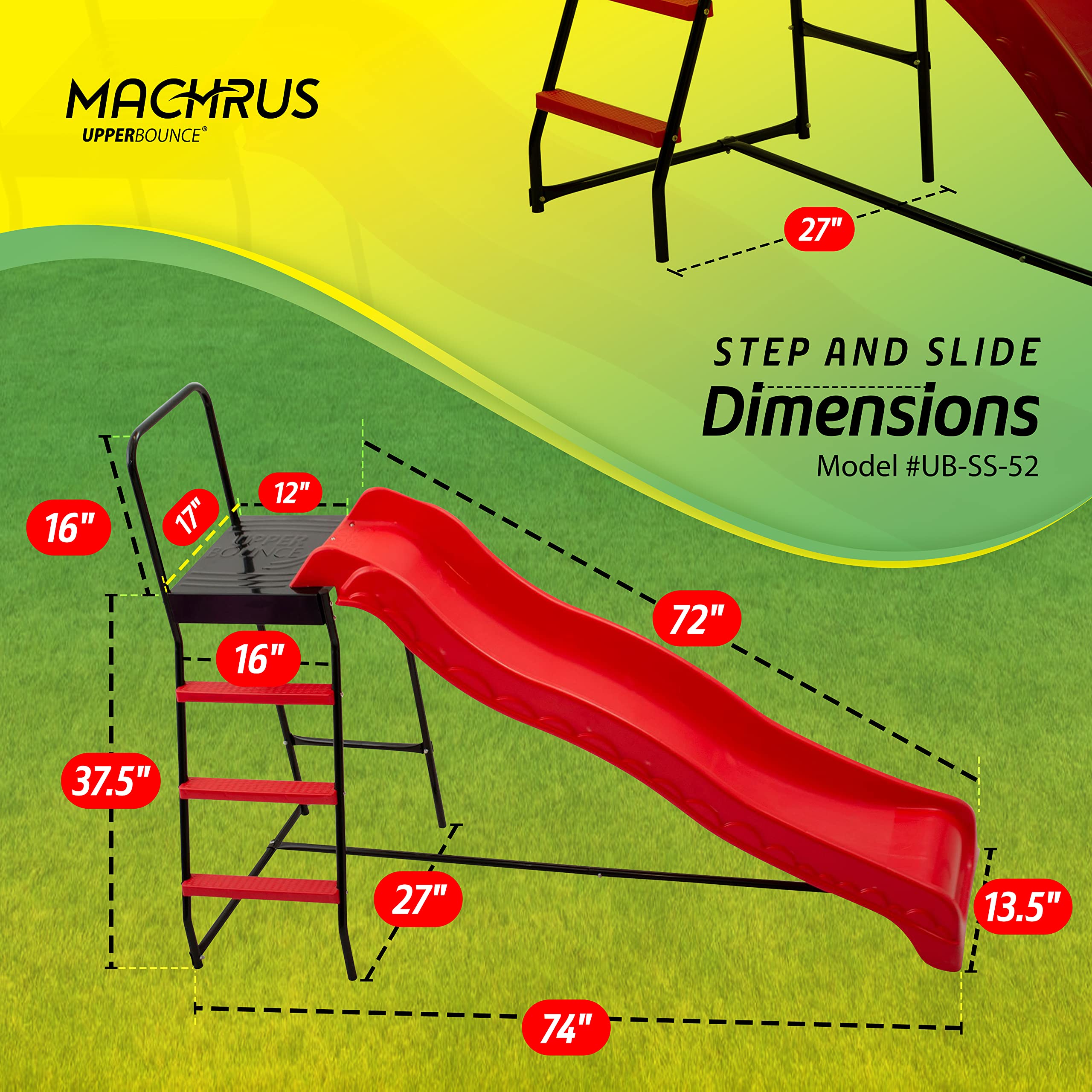 Upper Bounce Trampoline Step Step Ladder Wave Slide
