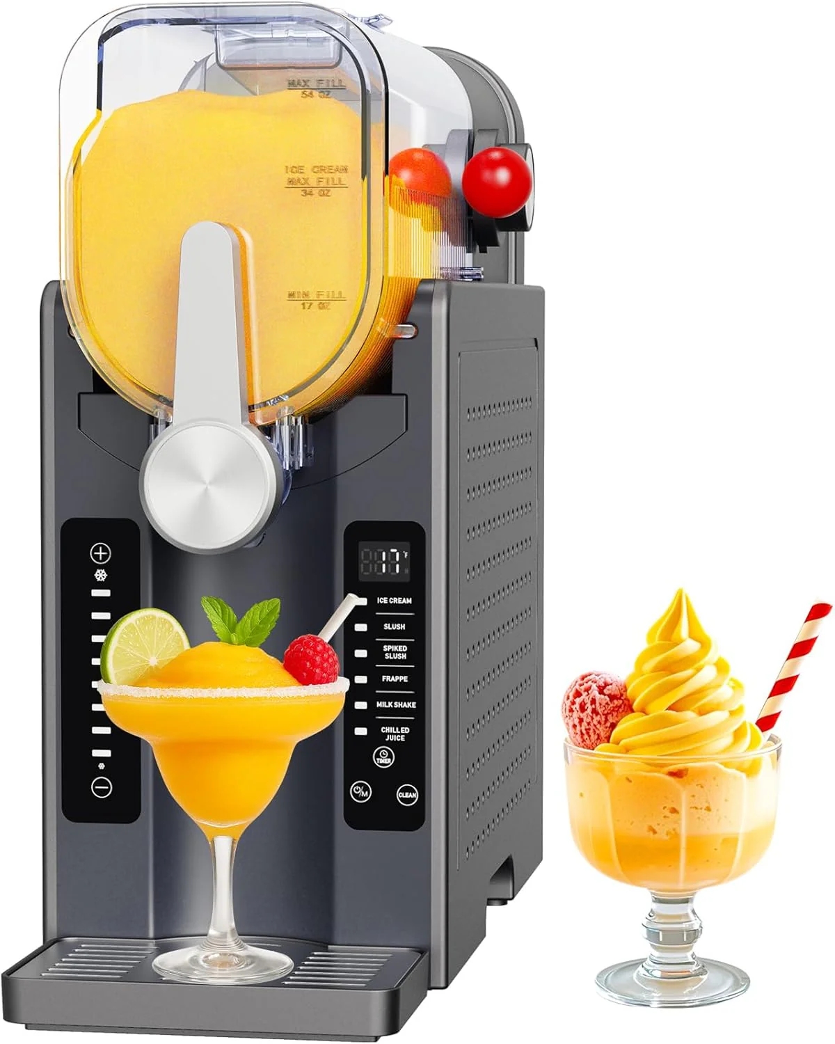 Slushie Machine: No Ice Needed All-in-One Slushy Maker for Home, Real-Time Temp Display, Auto-Clean, 6 Preset | Frozen Margaritas, Cocktails, Frapp��s, Ice Cream, Smoothies, Milkshakes,Summer Parties