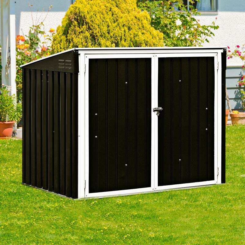 6 X 3 Ft Horizontal Metal Storage Shed Outdoor Garbage Bin Enclosure Multi Function Storage Cabinet For Garden Yard