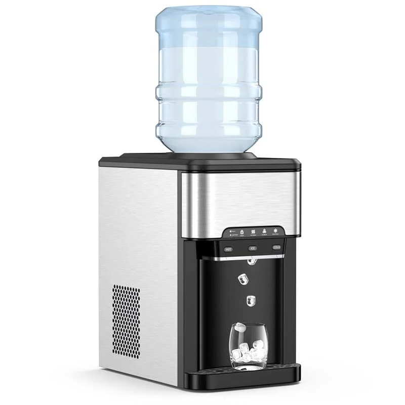 3 In 1 Water Dispenser With 48Lbs24H Ice Maker Countertop Top Loading Hot Amp Cold Water Cooler For Home Office