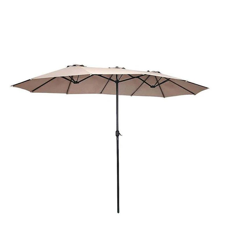 15 Ft Double Sided Outdoor Patio Umbrella With Crank Extra Large Table Umbrella For Pool Deck Backyard