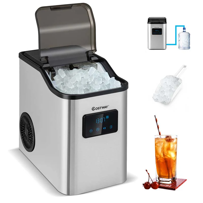 60Lbs24H Nugget Ice Maker Countertop With 2 Ways Water Refill Amp Self Cleaning Stainless Steel Portable Ice Cube Machine