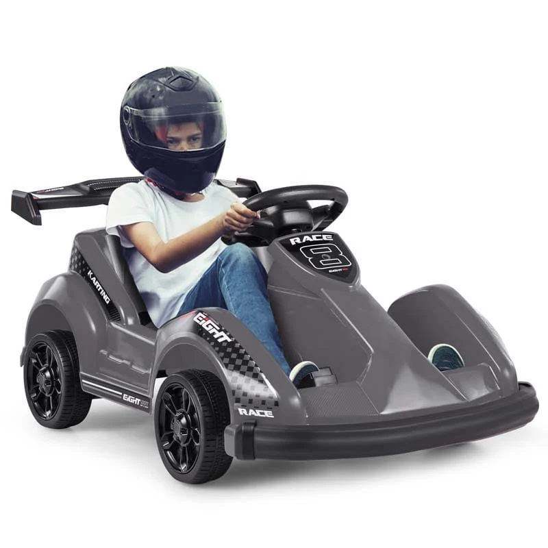 Kids Ride On Go Kart 6V Battery Powered 4 Wheel Racer Rc Toy Car With Bumper Amp Music