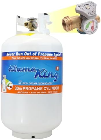 2024 Flame King YSN330 30lb Steel Propane Tank Cylinder with Gauge and OPD Valve for Grills and BBQs  Camping  Fishing  & Outdoor Activities  White