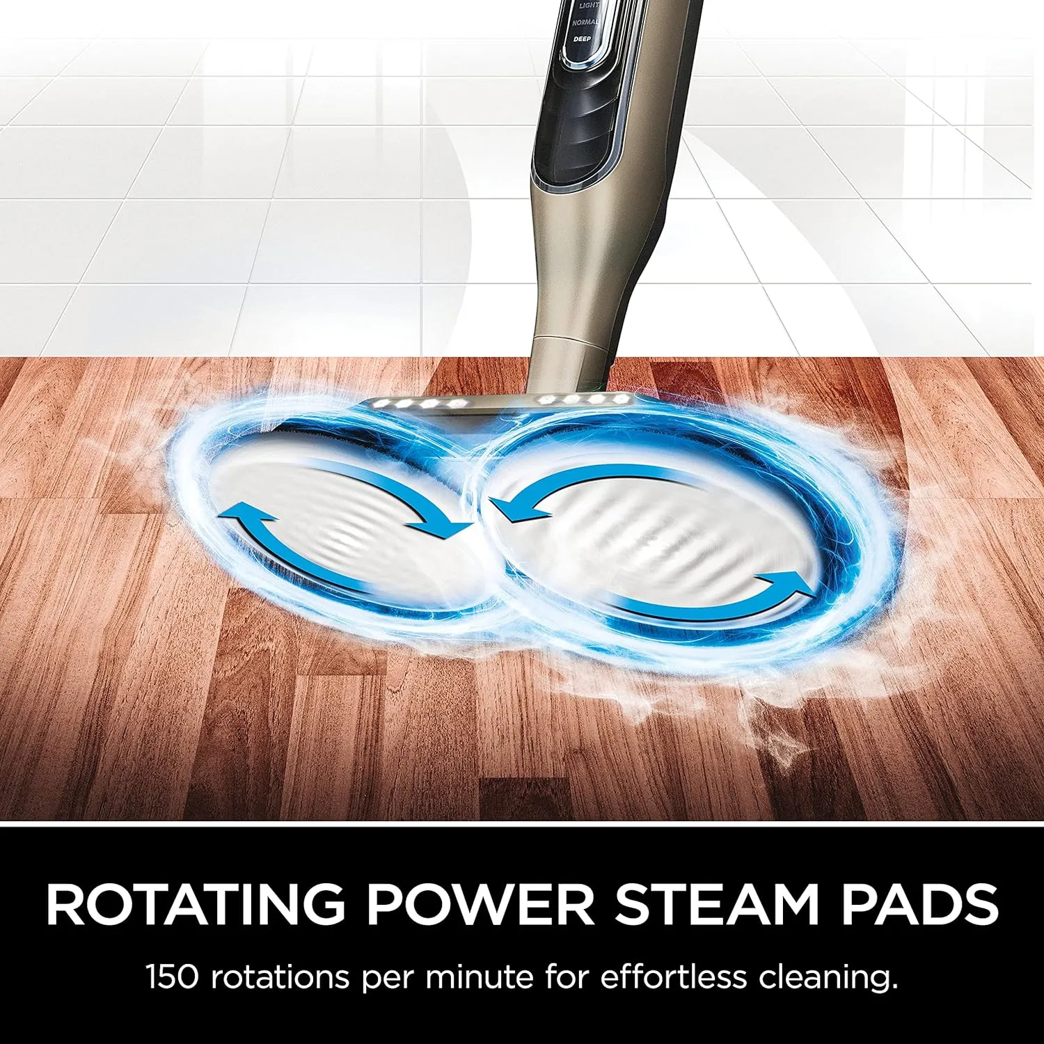 Mop, Scrub & Sanitize at The Same Time, Designed for Hard Floors, with 4 Dirt Grip Soft Scrub Washable Pads, 3 Steam Modes & LED Headlights, Gold