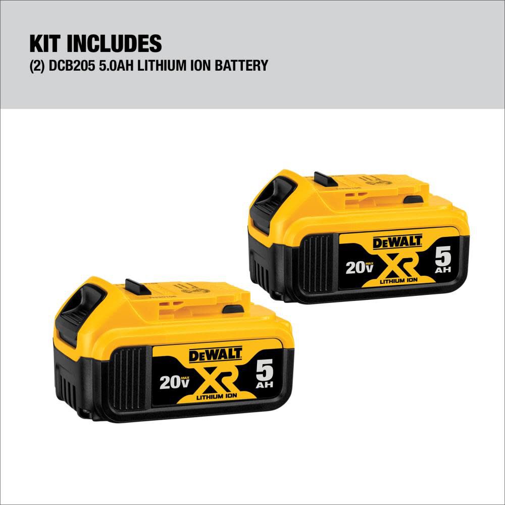 20V MAX XR 5.0Ah Battery 2 Pack with Charger and Bag DCB205-2CK from