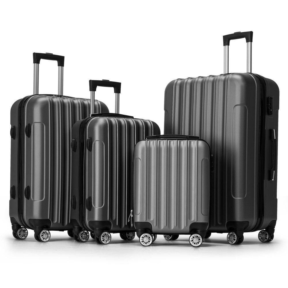 Zimtown 4 Piece Luggage Set, ABS Hard Shell Suitcase Luggage Sets Double Wheels with TSA Lock