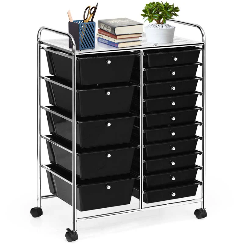 15 Drawer Storage Drawer Cart Tools Scrapbook Paper Organizer Cart Office School Utility Cart Rolling Storage Cart With Wheels - Durable Tools For Home Projects