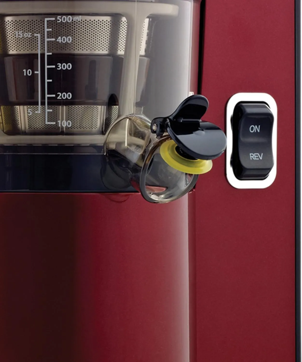 Vertical Masticating Juicer, 43 RPM Compact Cold Press Juicer Machine with Automatic Pulp Ejection, 150 W, Red