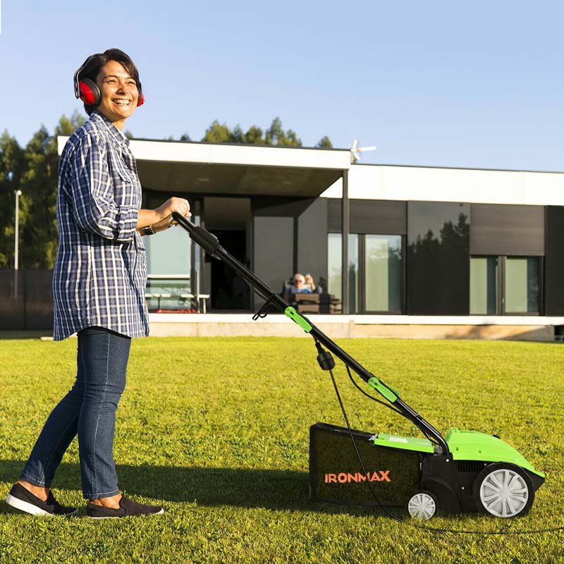 2 In 1 Electric Lawn Dethatcher Amp Scarifier 12 Amp 13Quot Corded Grass Dethatcher With 40L Collection Bag