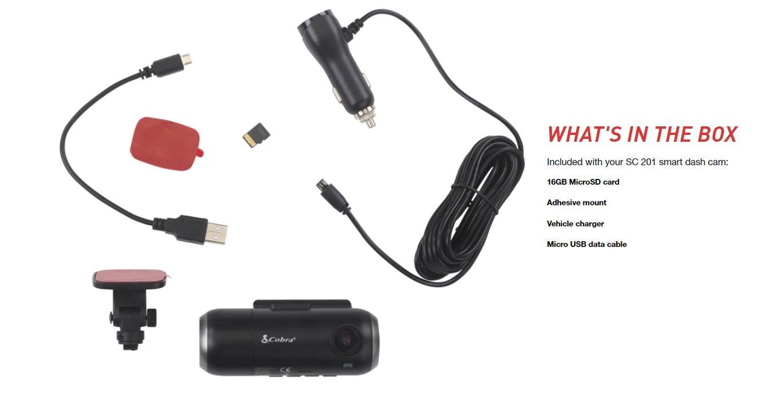 Cobra Smart Dash & Rear Cam SC 201 QHD 1080P Wifi GPS