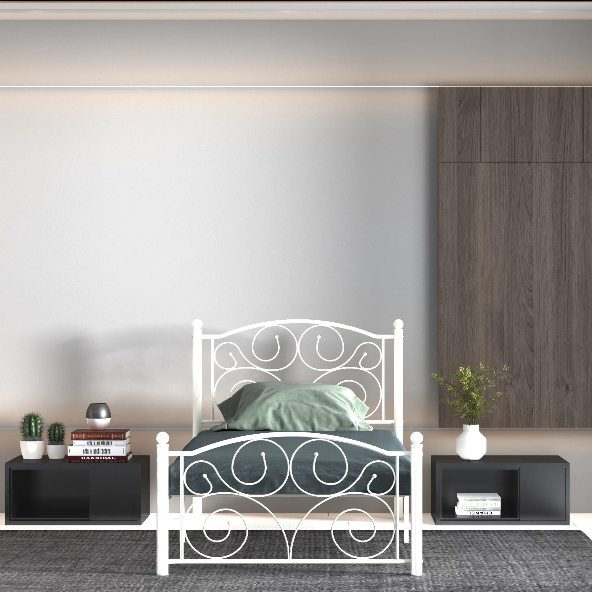 Modern White Twin Size Metal Bed Frame   Upgrade Your Bedroom