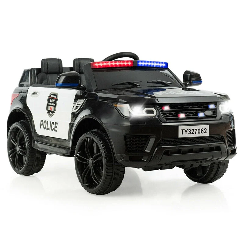 Kids Ride On Police Car 12V Battery Powered Electric Riding Toy Truck Car With Led Siren Flashing Light