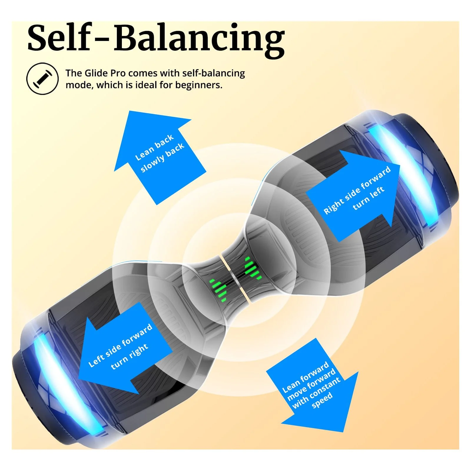 GOTRAX GLIDE PRO Bluetooth Hoverboard, 6.5" Wheels and 7 Colors Lights Self Balancing Scooters for 44 176lbs Kids Adults Silver