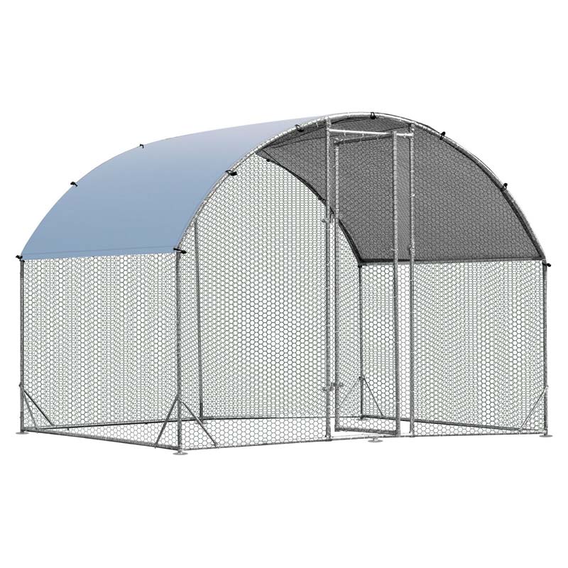 62 Ft Large Metal Chicken Coop Walk In Dome Poultry Cage Hen Run House Rabbits Habitat Cage With Cover - Waterproof Protective Cover