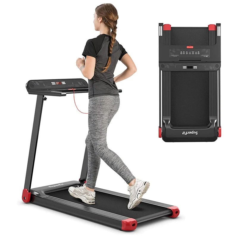 225Hp Electric Folding Treadmill Smart App Control Walking Running Machine With Hd Led Display Amp Device Holder