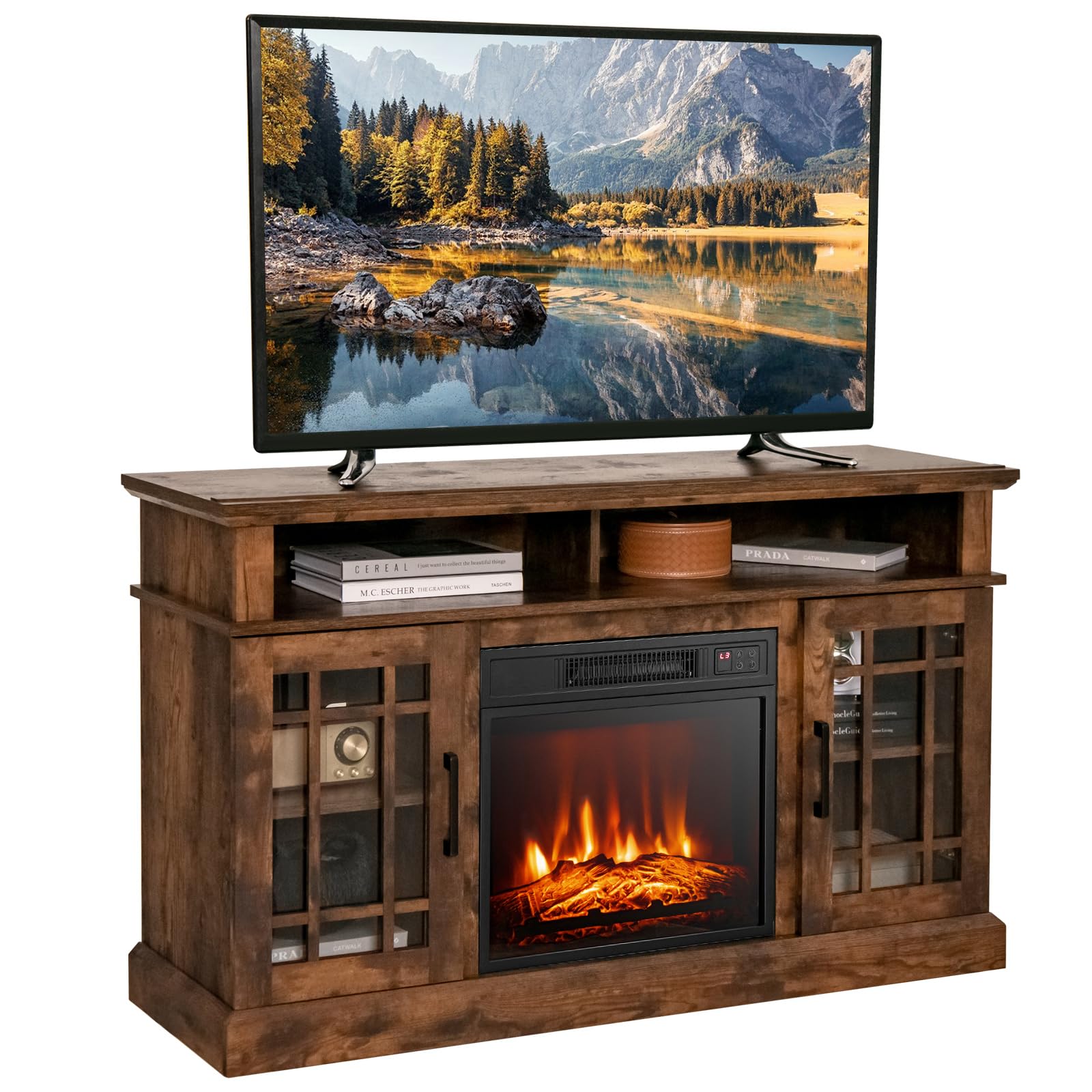 Tangkula Fireplace Entertainment Adjustable Protection