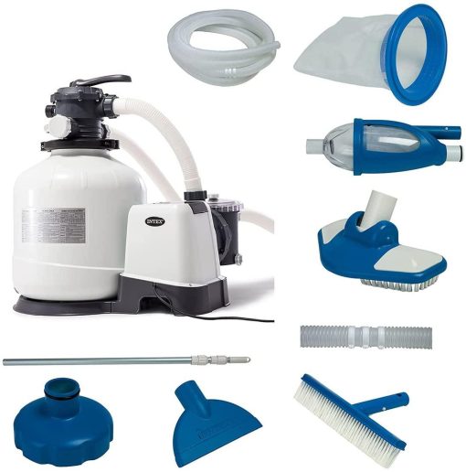 Intex 3000 GPH Sand Filter Pump for Above Ground Pools with Deluxe Maintenance Kit