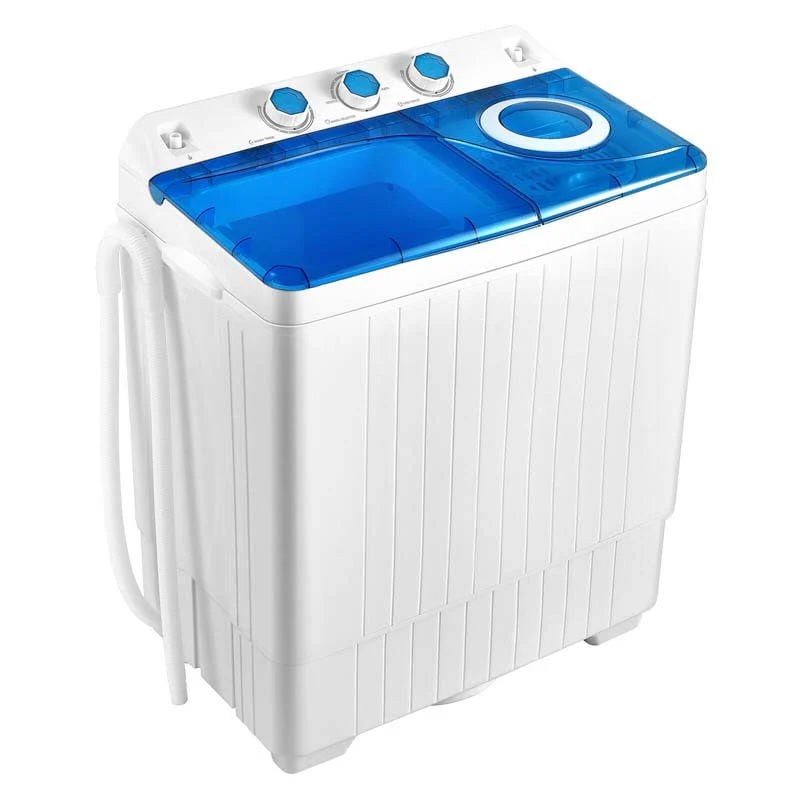 26 Lbs 2 In 1 Portable Washing Machine With Drain Pump Twin Tub Top Load Washer Dryer Combo For Rv Dorm