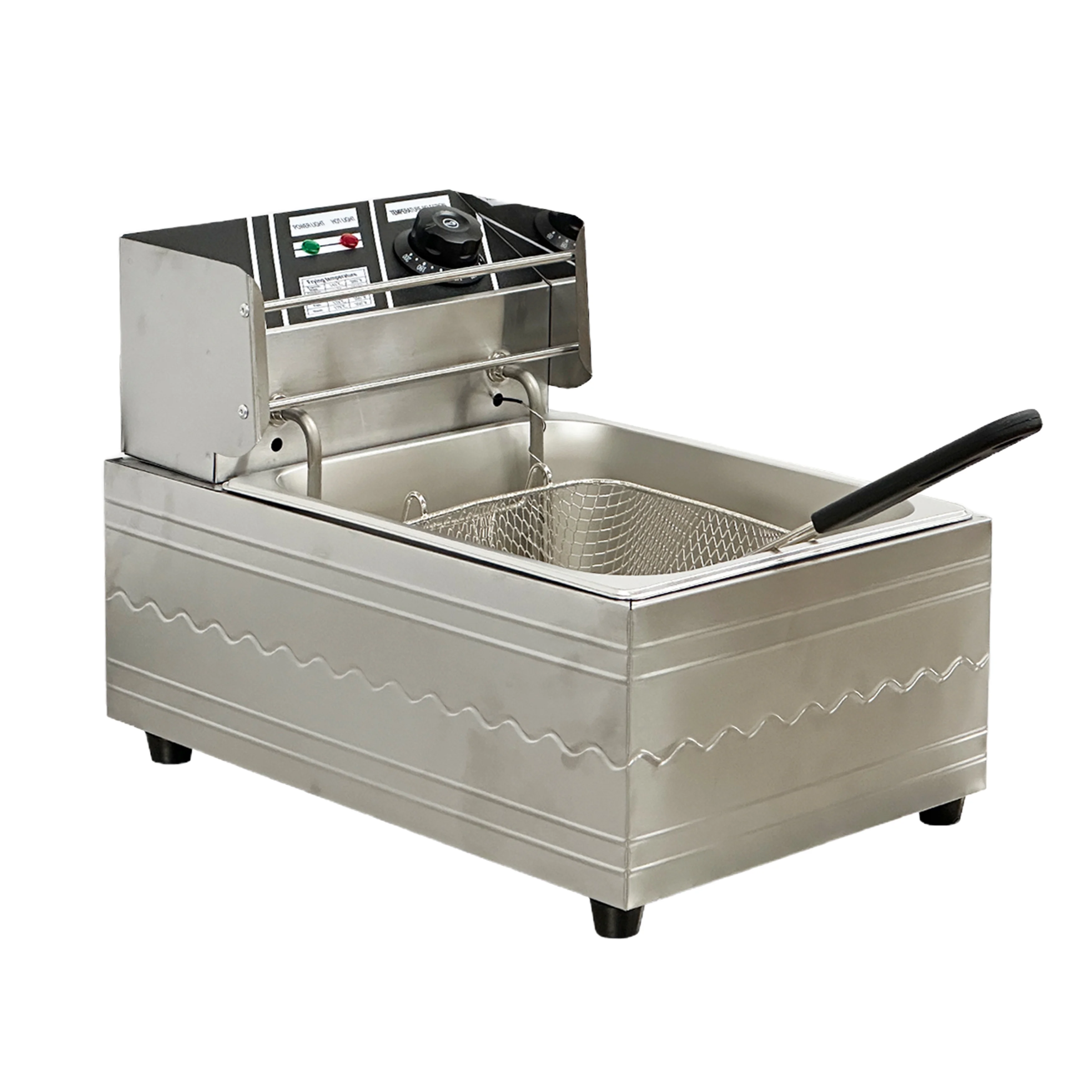1600W Electric Deep Fryer, Stainless Steel Countertop Fryer Large Capacity, Thickening Multi functional Fryer Commercial Single chamber 2.5 Gallon