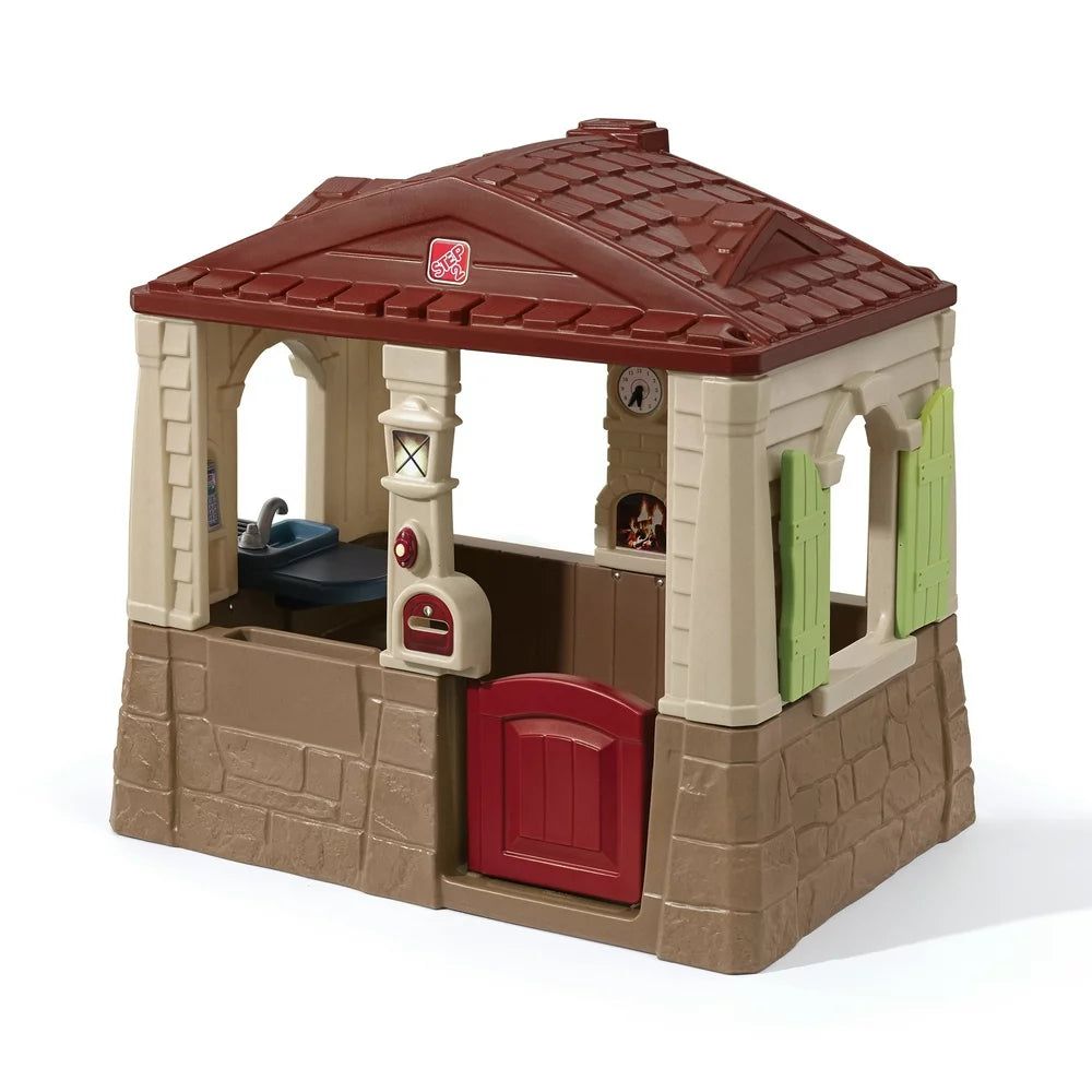 Neat & Tidy Cottage II Brown Playhouse Plastic Kids Outdoor Toy
