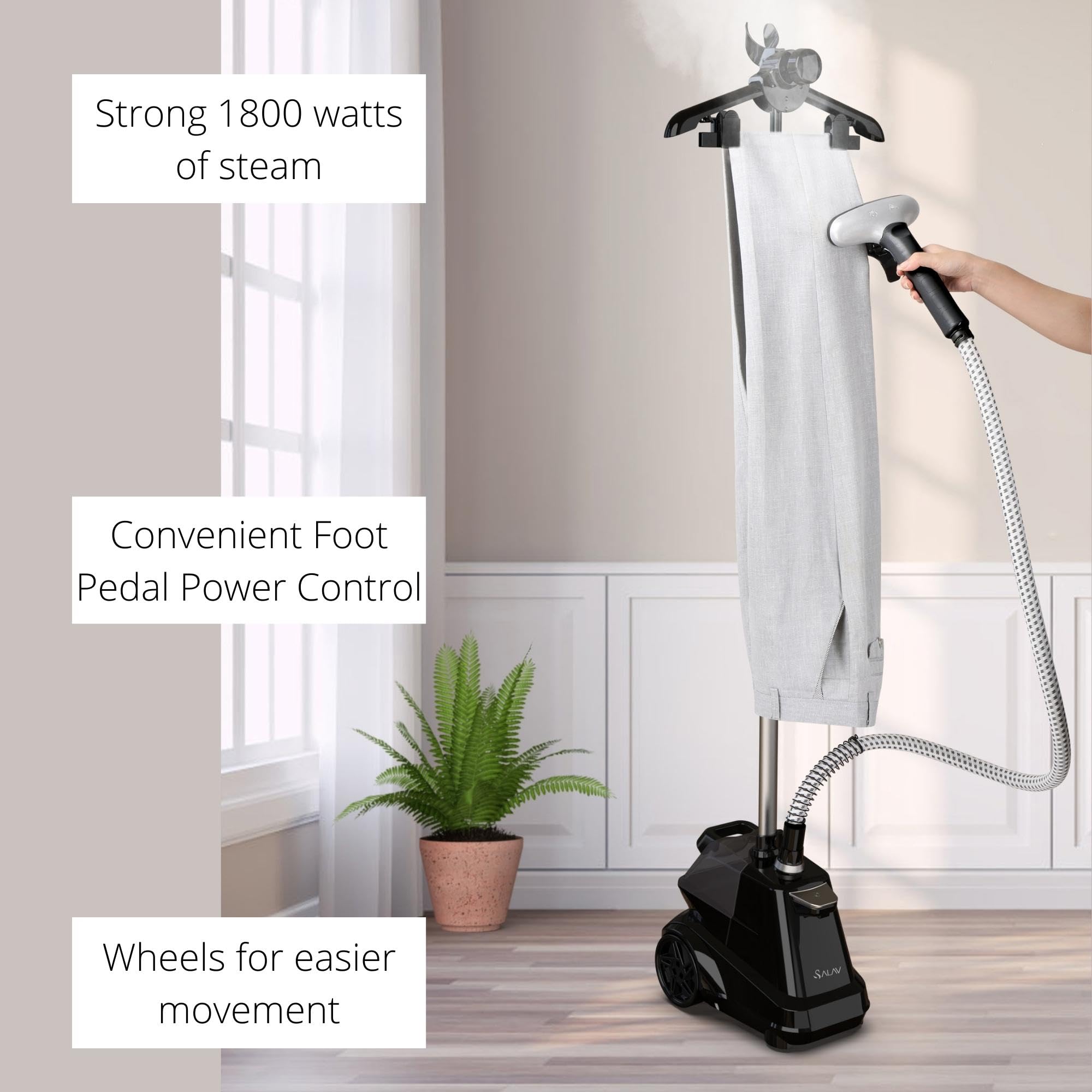 SALAV Commercial Full Size Garment Steamer with Foot Pedals and Extra Large 3L Water Tank