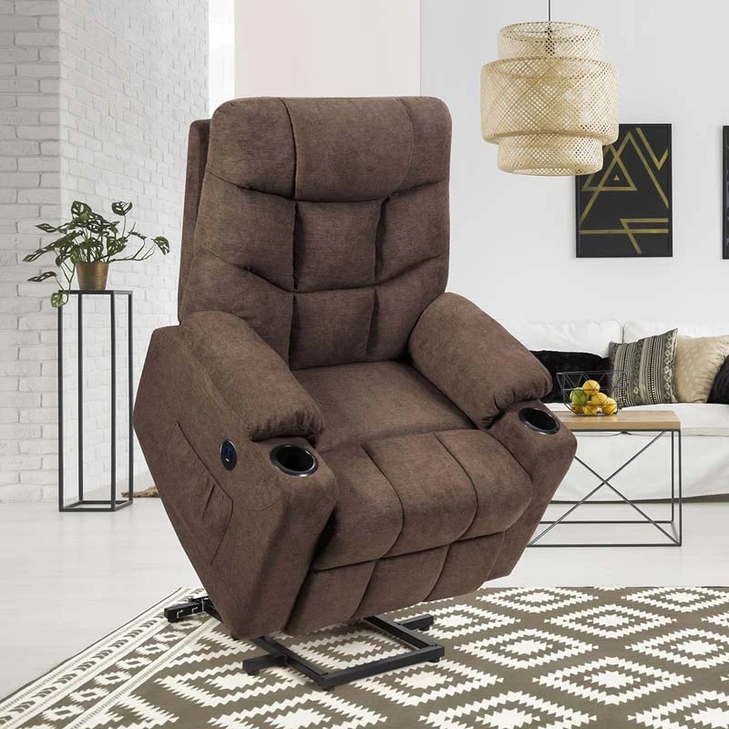 Heated Power Lift Recliner Fabric Massage Reclining Sofa Elderly Lift Chair With 8 Point Massage 2 Side Pockets Cup Holders Usb Port - Comfortable And Ergonomic Design
